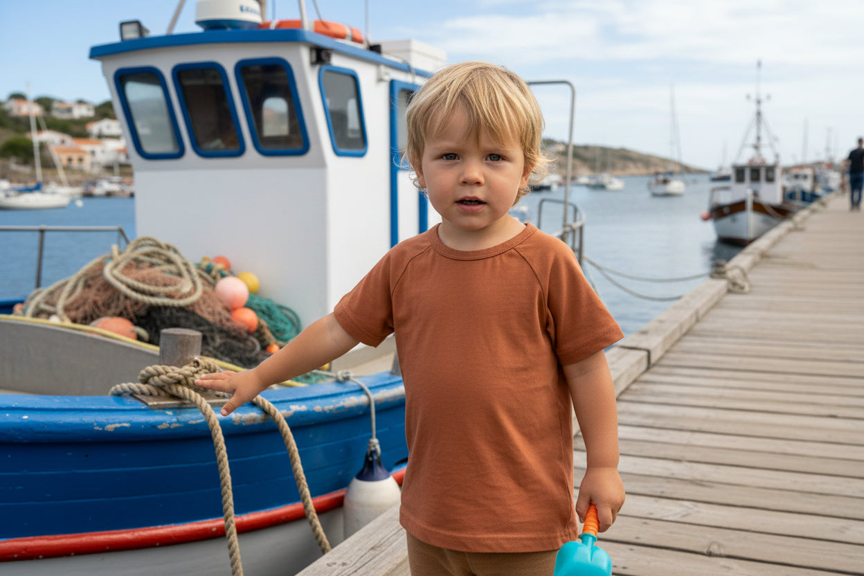 Brown t-shirt on a light gray background
