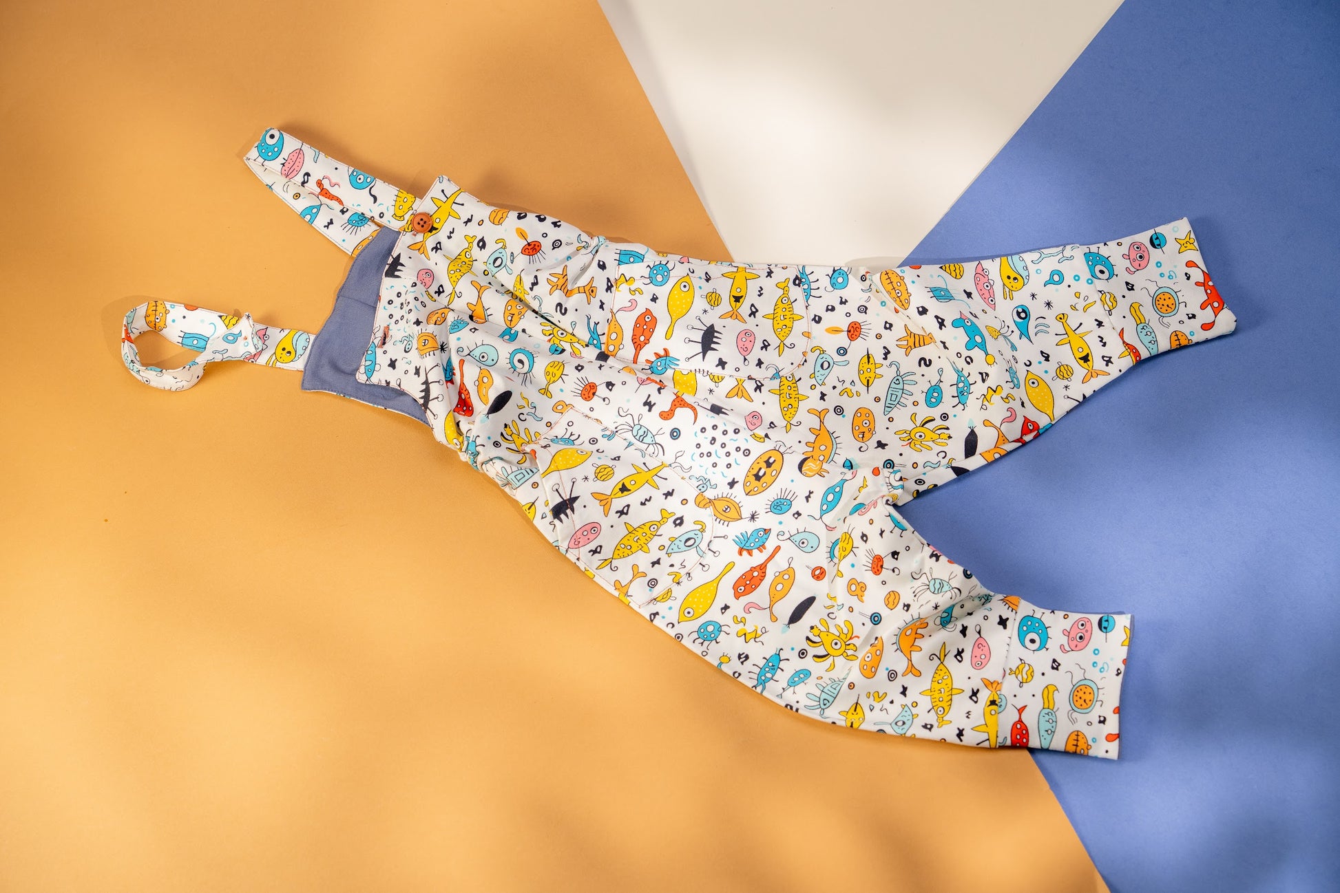 Colorful apron with a pattern on a multicolored background